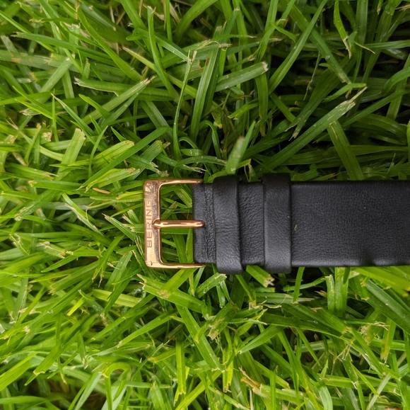 Bering blue and polished gold black leather watch - Picture 7 of 10